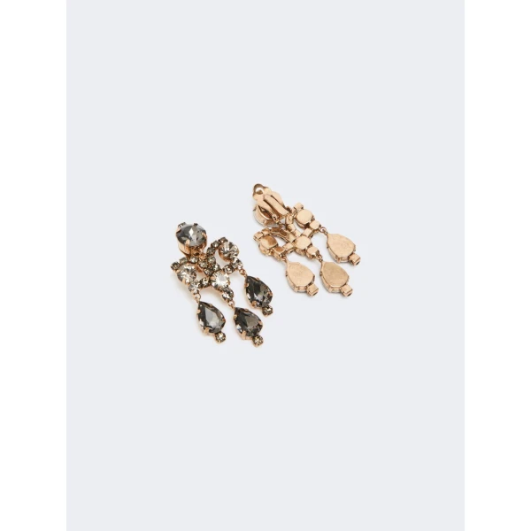 Max Mara Guglia Crystal Chandelier Earrings in Light Grey | Earrings | Coveti