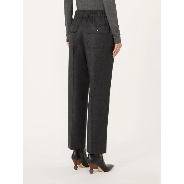 Max Mara Hateley Stretch Wool Flannel Trousers in Dark Grey | Tailored pants | Coveti