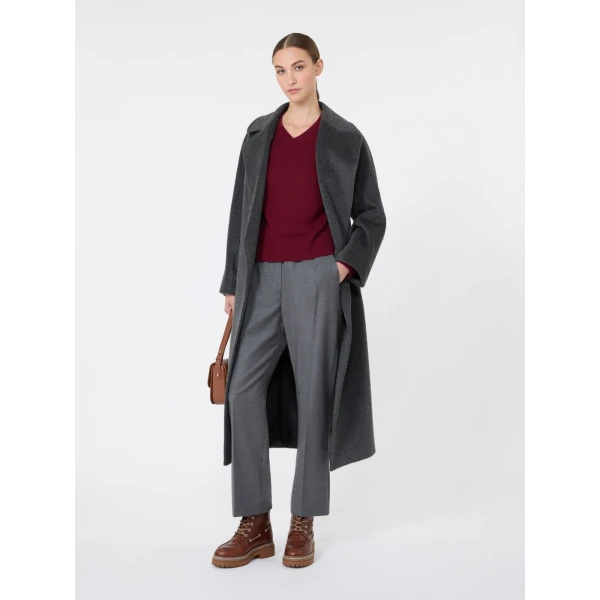 Max Mara Hateley Stretch Wool Flannel Trousers in Medium Grey | Tailored pants | Coveti