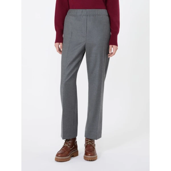 Max Mara Hateley Stretch Wool Flannel Trousers in Medium Grey | Tailored pants | Coveti