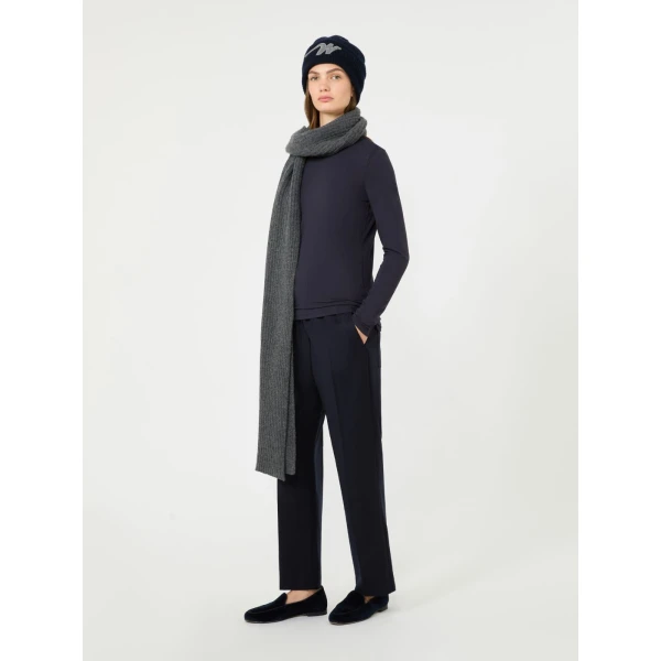 Max Mara Hateley Stretch Wool Flannel Trousers in Navy | Tailored pants | Coveti
