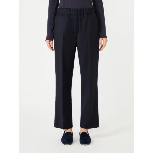 Max Mara Hateley Stretch Wool Flannel Trousers in Navy | Tailored pants | Coveti