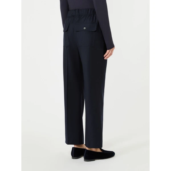 Max Mara Hateley Stretch Wool Flannel Trousers in Navy | Tailored pants | Coveti