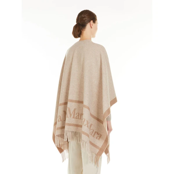 Max Mara Hilde Jacquard Wool Poncho in Beige | Jackets | Coveti