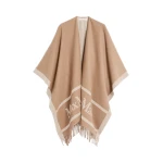 Max Mara Hilde Jacquard Wool Poncho in Camel | Jackets | Coveti