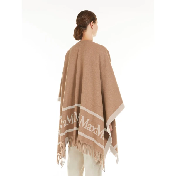 Max Mara Hilde Jacquard Wool Poncho in Camel | Jackets | Coveti