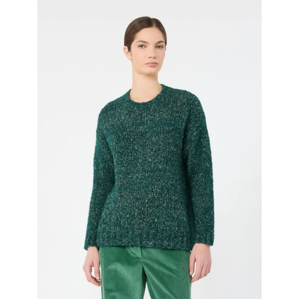 Max Mara Hobby Alpaca, Cotton and Wool Jumper in Dark Green | Sweaters | Coveti
