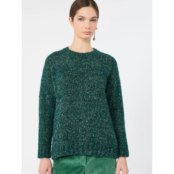 Max Mara Hobby Alpaca, Cotton and Wool Jumper in Dark Green | Sweaters | Coveti
