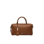 Max Mara Holdallm Medium Natural Leather Bowler Bag in Amber Brown | Totes & Top-Handle Bags | Coveti