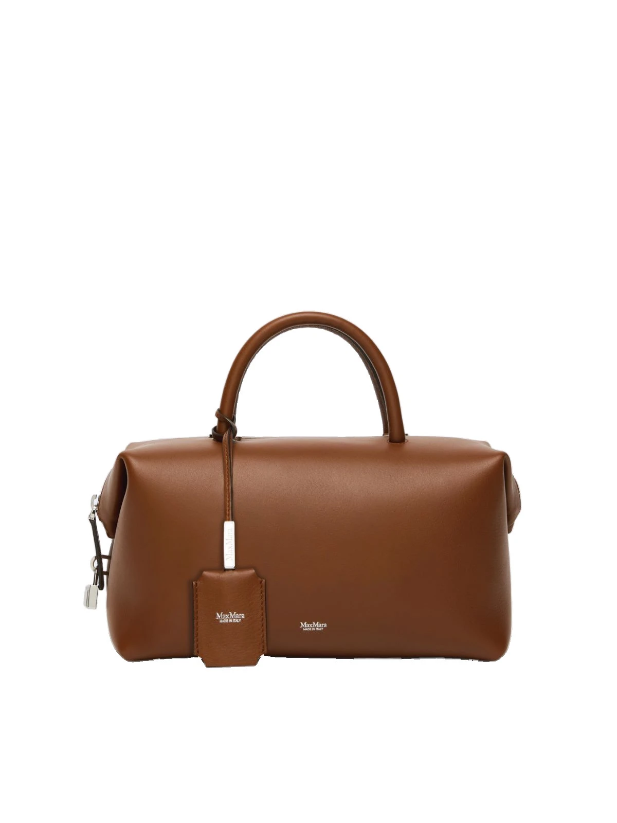 Max Mara Holdallm Medium Natural Leather Bowler Bag in Amber Brown Max Mara Holdallm Medium Natural Leather Bowler Bag in Amber Brown | Totes & Top-Handle Bags | Coveti