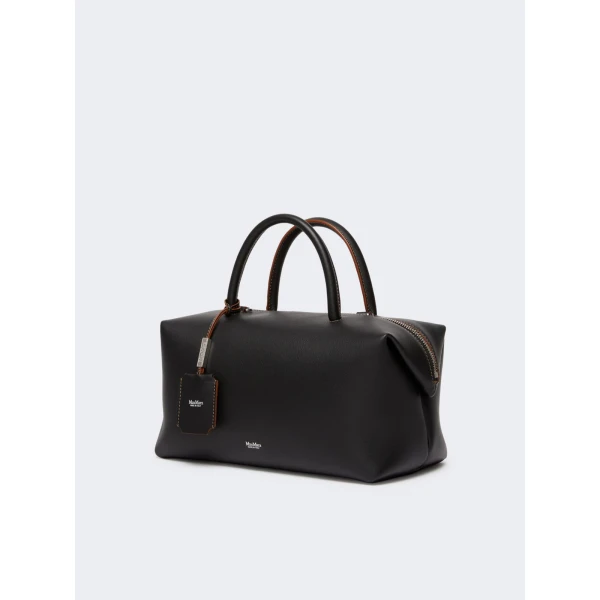 Max Mara Holdallm Medium Natural Leather Bowler Bag in Black | Totes & Top-Handle Bags | Coveti