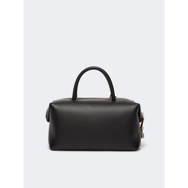 Max Mara Holdallm Medium Natural Leather Bowler Bag in Black | Totes & Top-Handle Bags | Coveti