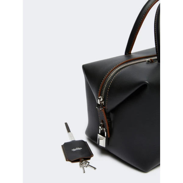 Max Mara Holdallm Medium Natural Leather Bowler Bag in Black | Totes & Top-Handle Bags | Coveti