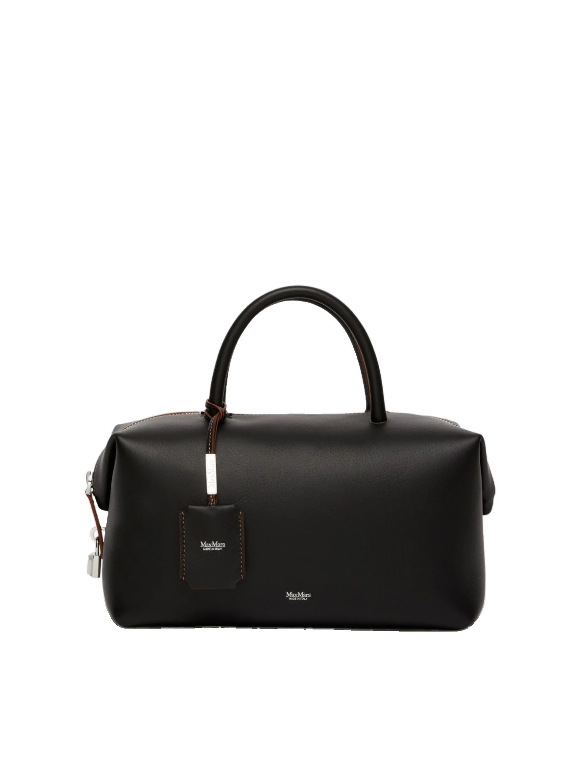 Max Mara Holdallm Medium Natural Leather Bowler Bag in Black Max Mara Holdallm Medium Natural Leather Bowler Bag in Black | Totes & Top-Handle Bags | Coveti