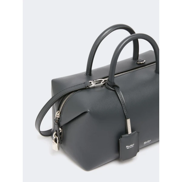 Max Mara Holdallm Medium Natural Leather Bowler Bag in Medium Grey | Totes & Top-Handle Bags | Coveti