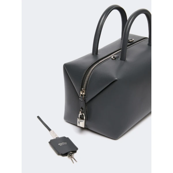 Max Mara Holdallm Medium Natural Leather Bowler Bag in Medium Grey | Totes & Top-Handle Bags | Coveti