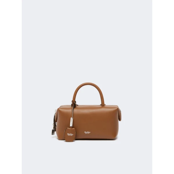 Max Mara Holdalls Small Natural Leather Bowler Bag in Amber Brown | Totes & Top-Handle Bags | Coveti