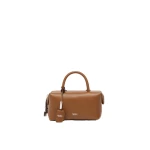 Max Mara Holdalls Small Natural Leather Bowler Bag in Amber Brown | Totes & Top-Handle Bags | Coveti