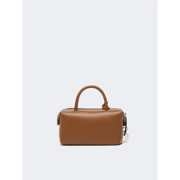 Max Mara Holdalls Small Natural Leather Bowler Bag in Amber Brown | Totes & Top-Handle Bags | Coveti