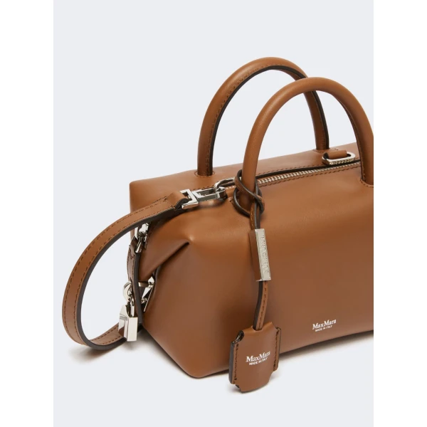 Max Mara Holdalls Small Natural Leather Bowler Bag in Amber Brown | Totes & Top-Handle Bags | Coveti
