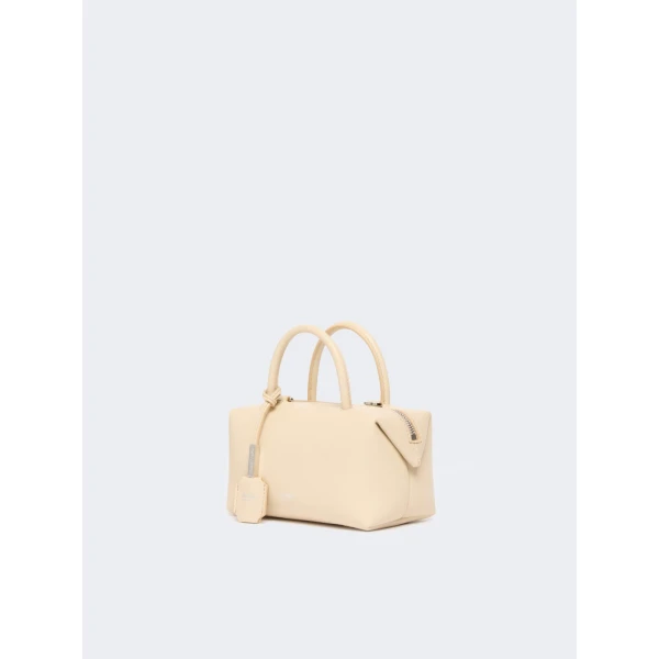 Max Mara Holdalls Small Natural Leather Bowler Bag in Beige | Totes & Top-Handle Bags | Coveti