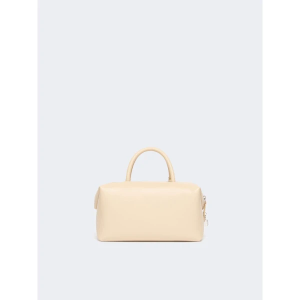 Max Mara Holdalls Small Natural Leather Bowler Bag in Beige | Totes & Top-Handle Bags | Coveti