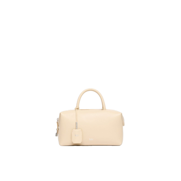 Max Mara Holdalls Small Natural Leather Bowler Bag in Beige | Totes & Top-Handle Bags | Coveti