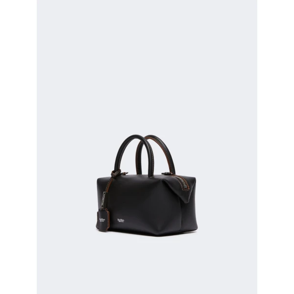 Max Mara Holdalls Small Natural Leather Bowler Bag in Black | Totes & Top-Handle Bags | Coveti