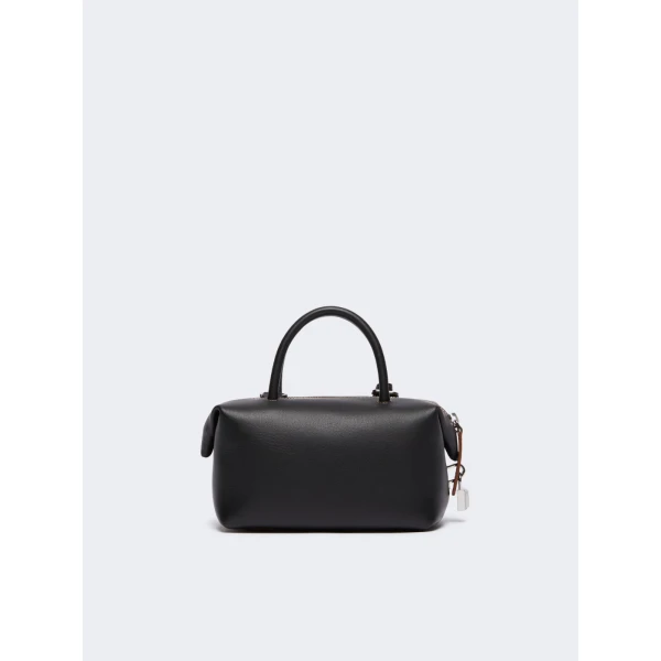 Max Mara Holdalls Small Natural Leather Bowler Bag in Black | Totes & Top-Handle Bags | Coveti