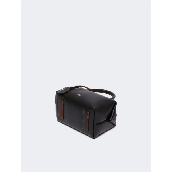 Max Mara Holdalls Small Natural Leather Bowler Bag in Black | Totes & Top-Handle Bags | Coveti