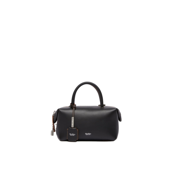 Max Mara Holdalls Small Natural Leather Bowler Bag in Black | Totes & Top-Handle Bags | Coveti