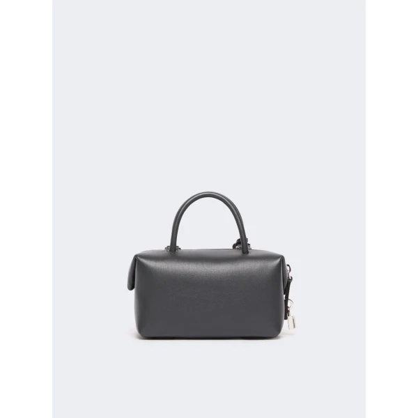 Max Mara Holdalls Small Natural Leather Bowler Bag in Medium Grey | Totes & Top-Handle Bags | Coveti