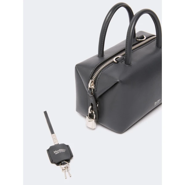 Max Mara Holdalls Small Natural Leather Bowler Bag in Medium Grey | Totes & Top-Handle Bags | Coveti