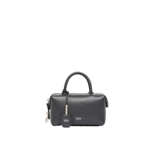 Max Mara Holdalls Small Natural Leather Bowler Bag in Medium Grey | Totes & Top-Handle Bags | Coveti