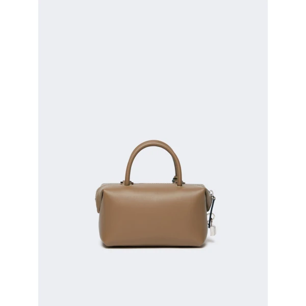 Max Mara Holdalls Small Natural Leather Bowler Bag in Mud | Totes & Top-Handle Bags | Coveti