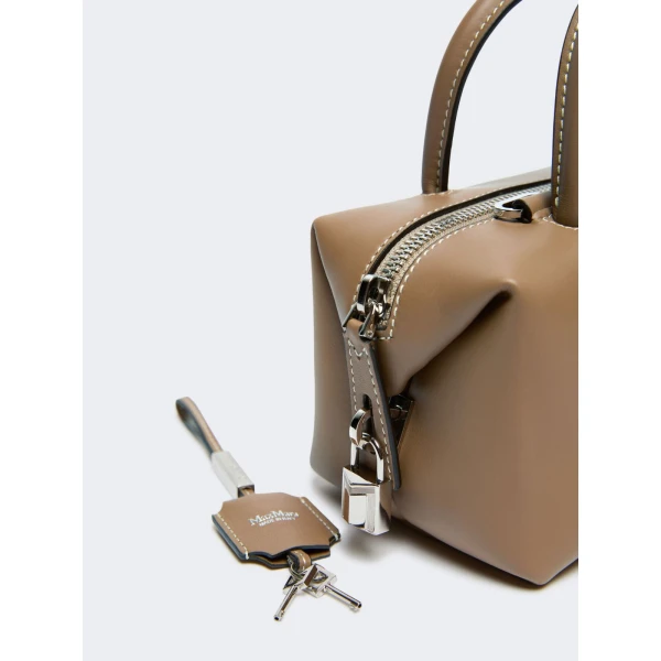 Max Mara Holdalls Small Natural Leather Bowler Bag in Mud | Totes & Top-Handle Bags | Coveti