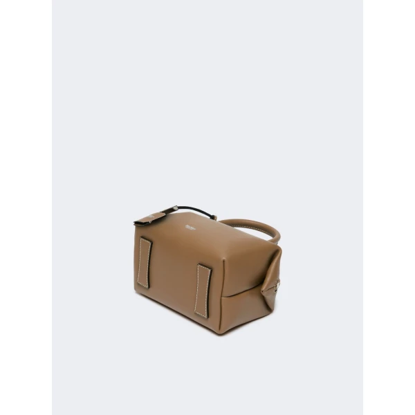 Max Mara Holdalls Small Natural Leather Bowler Bag in Mud | Totes & Top-Handle Bags | Coveti