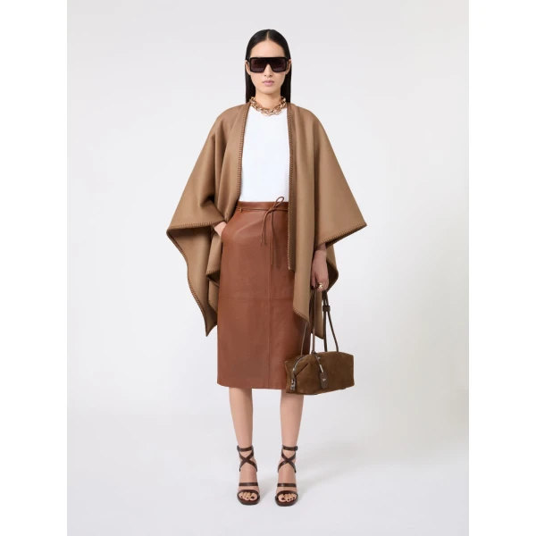 Max Mara Horizontal Split Leather Boston Bag in Cocoa | Totes & Top-Handle Bags | Coveti