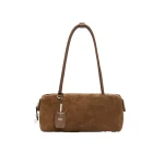 Max Mara Horizontal Split Leather Boston Bag in Cocoa | Totes & Top-Handle Bags | Coveti