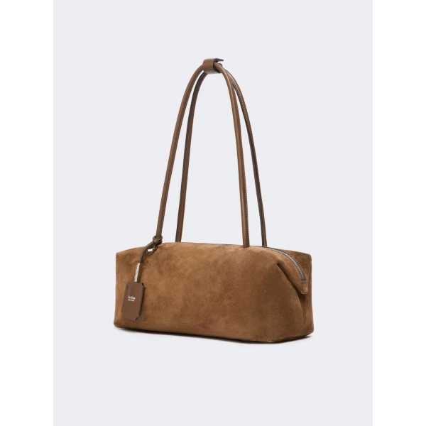 Max Mara Horizontal Split Leather Boston Bag in Cocoa | Totes & Top-Handle Bags | Coveti