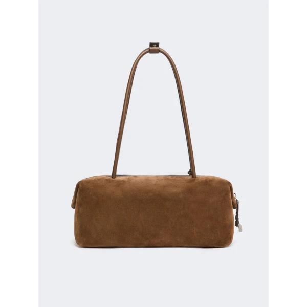 Max Mara Horizontal Split Leather Boston Bag in Cocoa | Totes & Top-Handle Bags | Coveti