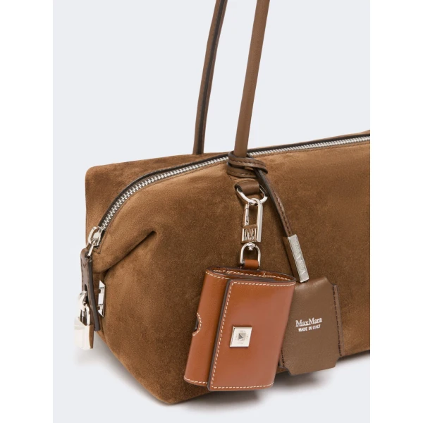 Max Mara Horizontal Split Leather Boston Bag in Cocoa | Totes & Top-Handle Bags | Coveti
