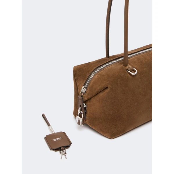 Max Mara Horizontal Split Leather Boston Bag in Cocoa | Totes & Top-Handle Bags | Coveti