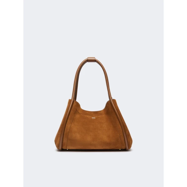 Max Mara Horizontal Suede Marine Bag in Amber Brown | Totes & Top-Handle Bags | Coveti