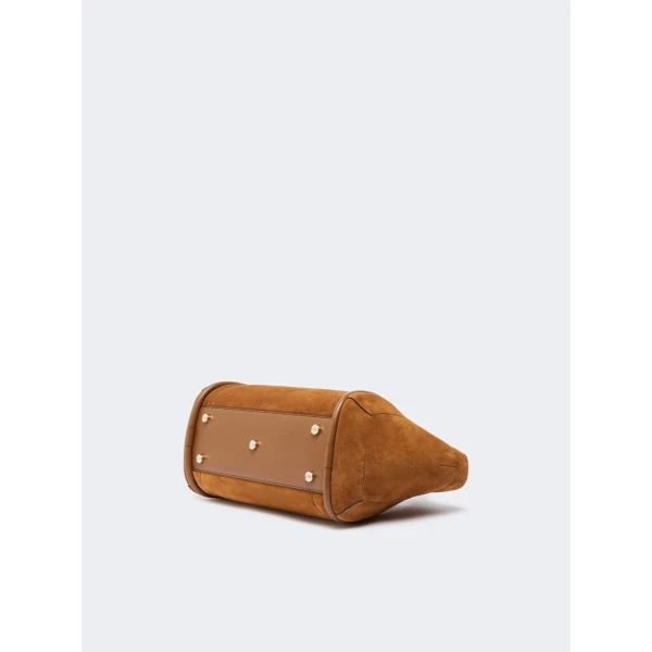 Max Mara Horizontal Suede Marine Bag in Amber Brown | Totes & Top-Handle Bags | Coveti