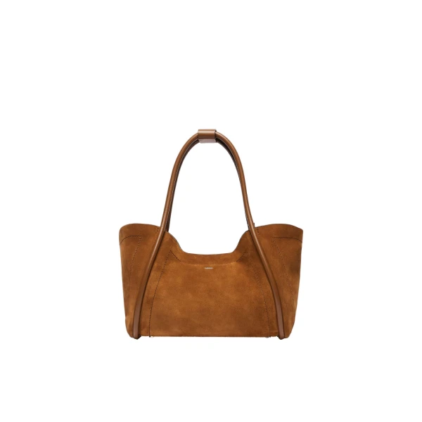 Horizontal Suede Marine Bag in Amber Brown