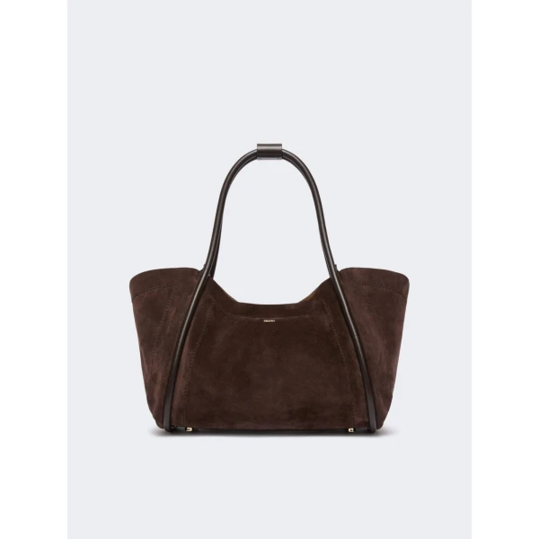 Max Mara Horizontal Suede Marine Bag in Dark Brown | Totes & Top-Handle Bags | Coveti