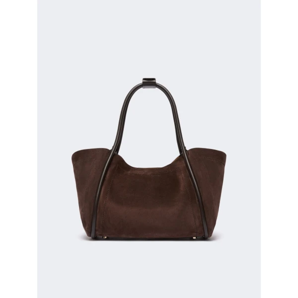 Max Mara Horizontal Suede Marine Bag in Dark Brown | Totes & Top-Handle Bags | Coveti
