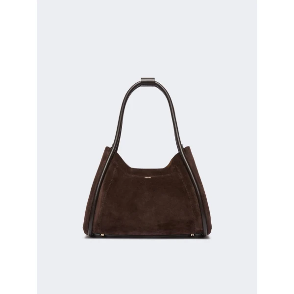 Max Mara Horizontal Suede Marine Bag in Dark Brown | Totes & Top-Handle Bags | Coveti