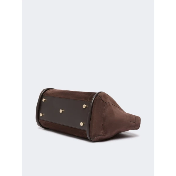Max Mara Horizontal Suede Marine Bag in Dark Brown | Totes & Top-Handle Bags | Coveti